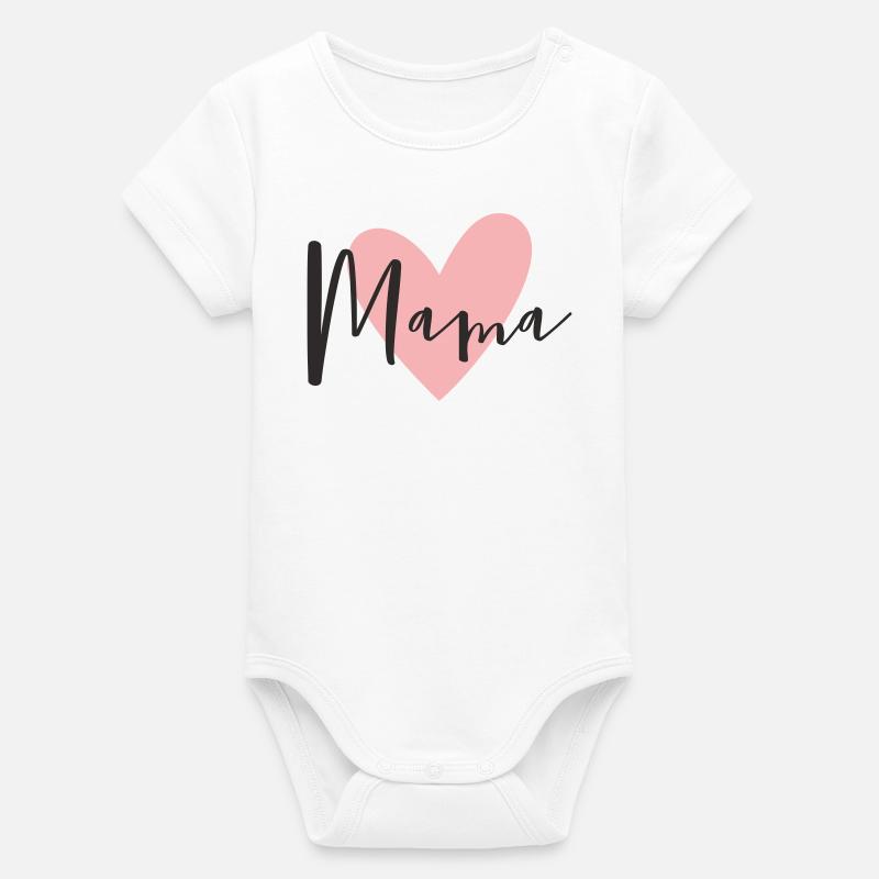 Maman au cœur – Aimer le design de texte - Body bébé manches courtes bio Stanley/Stella - blanc