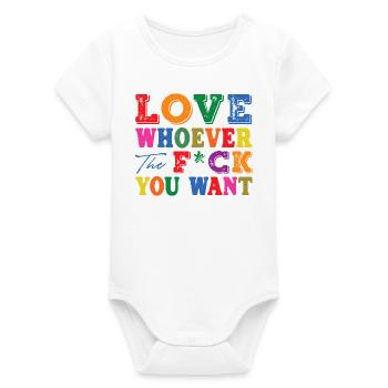 Aimez Qui Vous Voulez – Déclaration de faute de frappe colorée - Body bébé manches courtes bio Stanley/Stella - blanc - Devant