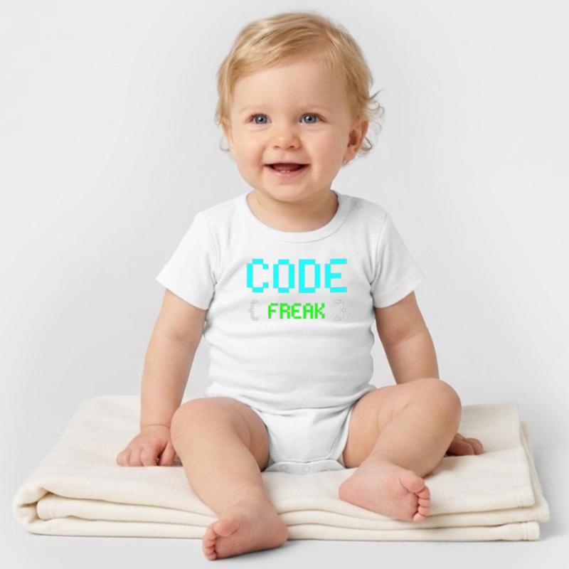 Pixel Code Freak Neon Tee Organic Kurzarm-Babybody von Stanley/Stella