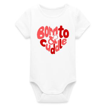 Born to cuddle - Geboren zum Kuscheln Herz - Organic Short Sleeve Baby Bodysuit by Stanley/Stella - white - Front
