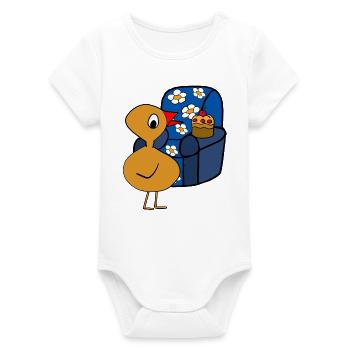 Poulet de fauteuil après le travail - Body bébé manches courtes bio Stanley/Stella - blanc - Devant
