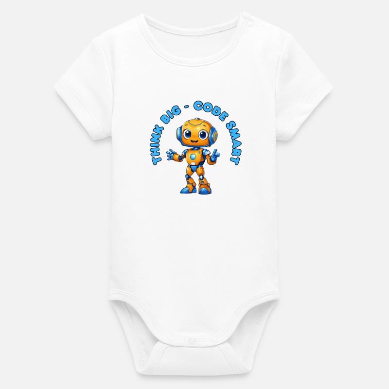 Roboter - Think big, Code Smart  - Organic Kurzarm-Babybody von Stanley/Stella - Weiß
