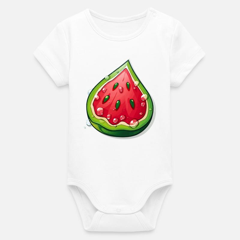 Été du Melon de Dessins Animés - Body bébé manches courtes bio Stanley/Stella - blanc