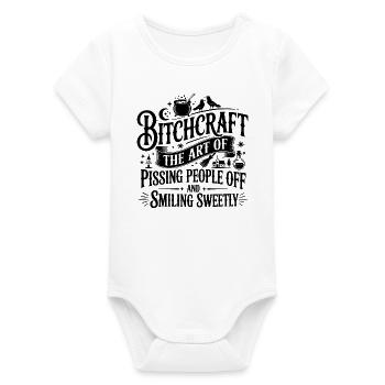 Bitchcraft Design: The Art of Pissing People Off - Organic Short Sleeve Baby Bodysuit by Stanley/Stella - white - Front