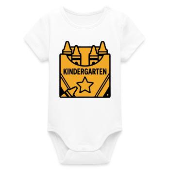 Crayons Kindergarten Logo - Organic Short Sleeve Baby Bodysuit by Stanley/Stella - white - Front