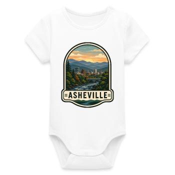 Asheville USA Voyage de vacances Ville d’art nature - Body bébé manches courtes bio Stanley/Stella - blanc - Devant