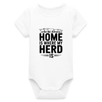Home Is Where My Herd Is - Organic Short Sleeve Baby Bodysuit by Stanley/Stella - white - Front