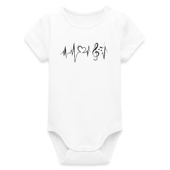 Musik Liebe Herzschlag Notenschlüssel Herz Symbol - Organic Kurzarm-Babybody von Stanley/Stella - Weiß - Vorne