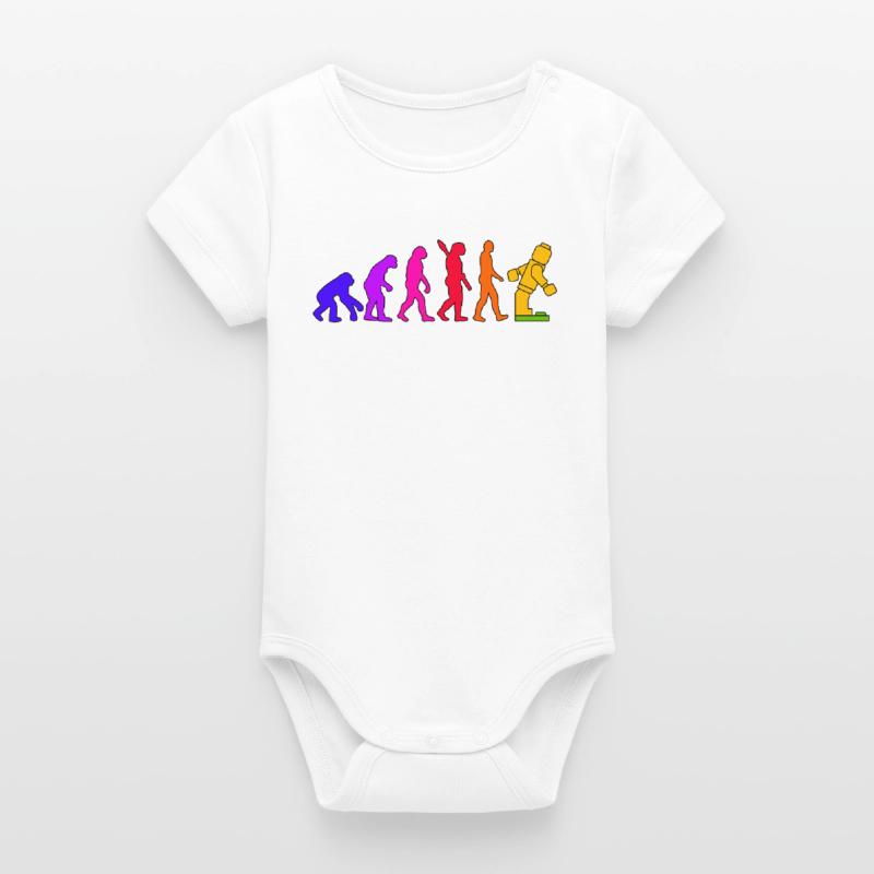 Clamping Brick Evolution Humanity Studded Brick Organic Short Sleeve Baby Bodysuit by Stanley/Stella