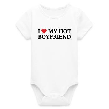 I love my hot friend - Organic Short Sleeve Baby Bodysuit by Stanley/Stella - white - Front