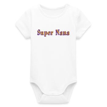 Super Nana - Organic Short Sleeve Baby Bodysuit by Stanley/Stella - white - Front