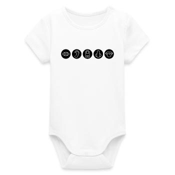 Five senses, sense organs - Organic Short Sleeve Baby Bodysuit by Stanley/Stella - white - Front