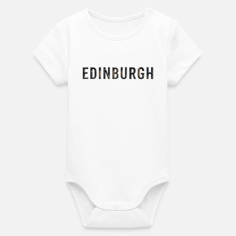 ÉDIMBOURG – Typographie architecturale de la pierre - Body bébé manches courtes bio Stanley/Stella - blanc