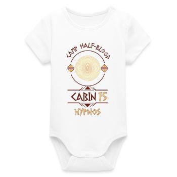 Cabin #15 in Camp Half Blood, Child of Hypnos - Organic Short Sleeve Baby Bodysuit by Stanley/Stella - white - Front