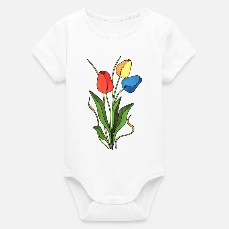 Fleur - Body bébé manches courtes bio Stanley/Stella - blanc