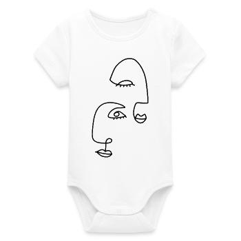 Strichzeichnungen abstrakt - Organic Kurzarm-Babybody von Stanley/Stella - Weiß - Vorne
