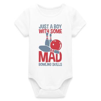 Bowling Boy - Organic Short Sleeve Baby Bodysuit by Stanley/Stella - white - Front