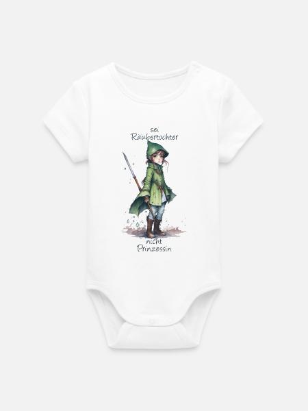 Räubertochter - Organic Kurzarm-Babybody von Stanley/Stella - Weiß