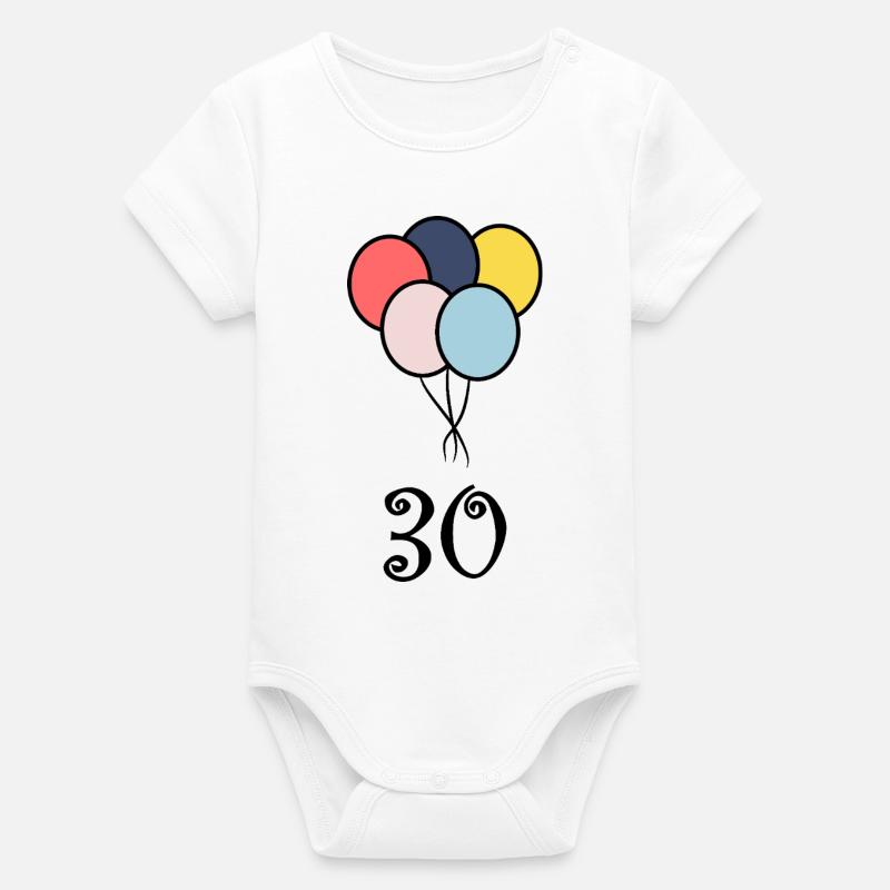 30. 30 ANS. 30e ANNIVERSAIRE. ANNIVERSAIRE 30 ANS. - Body bébé manches courtes bio Stanley/Stella - blanc