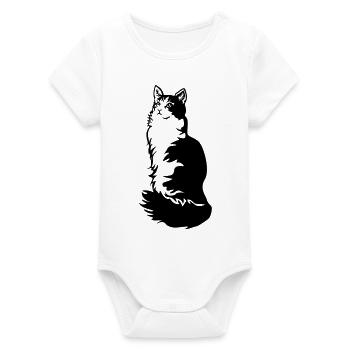 Norwegian Forest Cat Tuxedo - Organic Short Sleeve Baby Bodysuit by Stanley/Stella - white - Front