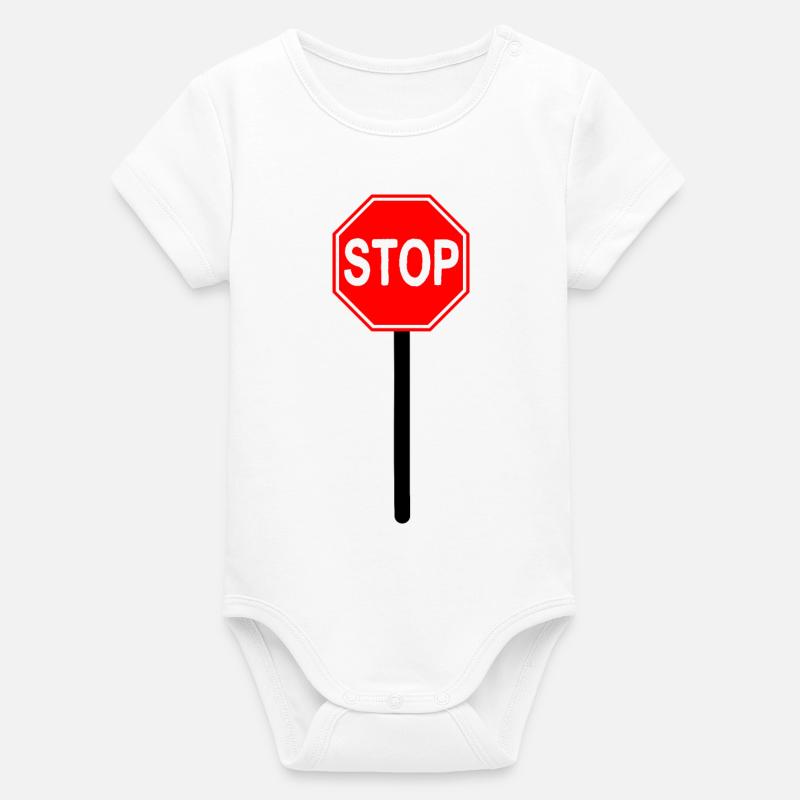 Stop Shield - Organic Short Sleeve Baby Bodysuit by Stanley/Stella - white