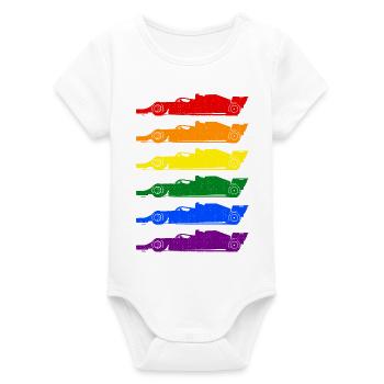 Racing Car LGBT lgbtqia pride - Organic Kurzarm-Babybody von Stanley/Stella - Weiß - Vorne