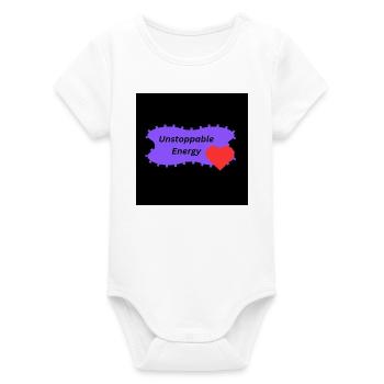 Unstoppable Energy - Organic Short Sleeve Baby Bodysuit by Stanley/Stella - white - Front