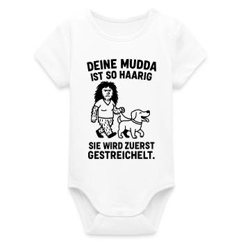 Your Mom Hairy Joke - Organic Short Sleeve Baby Bodysuit by Stanley/Stella - white - Front