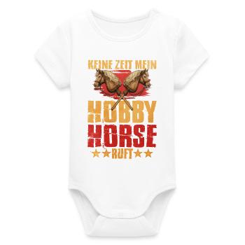 Double Horse Heads Hobby Horse Statement - Organic Short Sleeve Baby Bodysuit by Stanley/Stella - white - Front