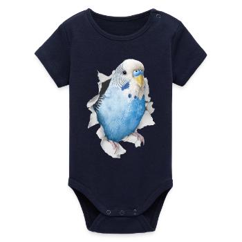 Perruche ondulée - Body bébé manches courtes bio Stanley/Stella - marine - Devant