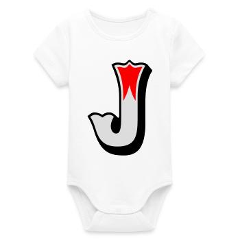 Buchstabe - J - Organic Short Sleeve Baby Bodysuit by Stanley/Stella - white - Front