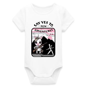 Zebra Unicorn - Organic Short Sleeve Baby Bodysuit by Stanley/Stella - white - Front