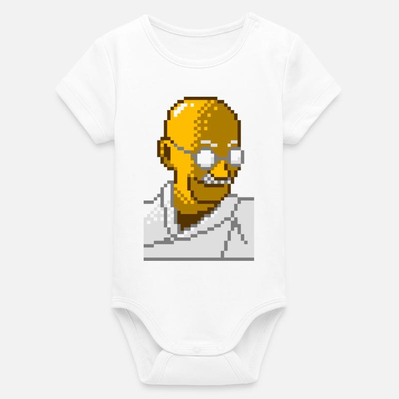 Gandhi pixel 8 bits - Body bébé manches courtes bio Stanley/Stella - blanc