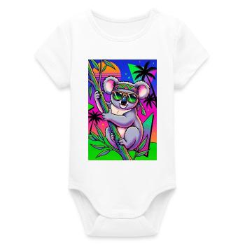 Koala - Organic Short Sleeve Baby Bodysuit by Stanley/Stella - white - Front