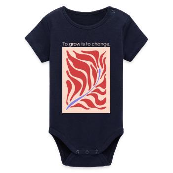 Growth through change – leaf shape pattern - Organic Short Sleeve Baby Bodysuit by Stanley/Stella - navy - Front