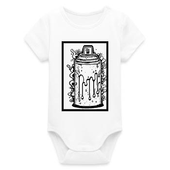 Comic spray can with drops in frame - Organic Short Sleeve Baby Bodysuit by Stanley/Stella - white - Front