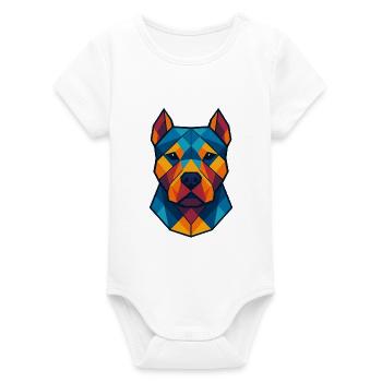 Chien | Tête de chien Impression / Impression / Design - Body bébé manches courtes bio Stanley/Stella - blanc - Devant