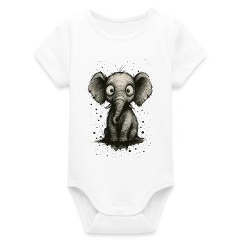 Lustiger Elefant mit großen Ohren – Comic Strip Splash - Organic Kurzarm-Babybody von Stanley/Stella - Weiß - Vorne