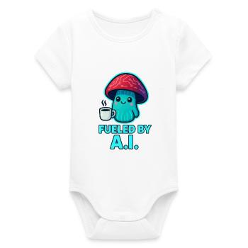 KOWAI Mushroom Coffee Boost - Organic Short Sleeve Baby Bodysuit by Stanley/Stella - white - Front