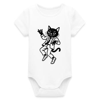 Chat jazz en costume en danse - Body bébé manches courtes bio Stanley/Stella - blanc - Devant