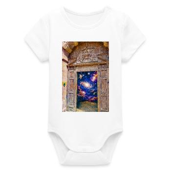Space Gate Cosmic Portal Door - Organic Short Sleeve Baby Bodysuit by Stanley/Stella - white - Front
