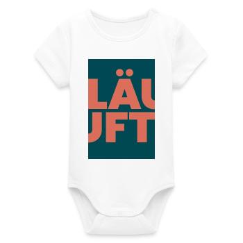 Courses avec toi - Grosse faute de frappe à Coral sur Teal - Body bébé manches courtes bio Stanley/Stella - blanc - Devant
