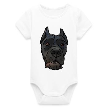 Cane Corso docks head in comic style - Organic Short Sleeve Baby Bodysuit by Stanley/Stella - white - Front
