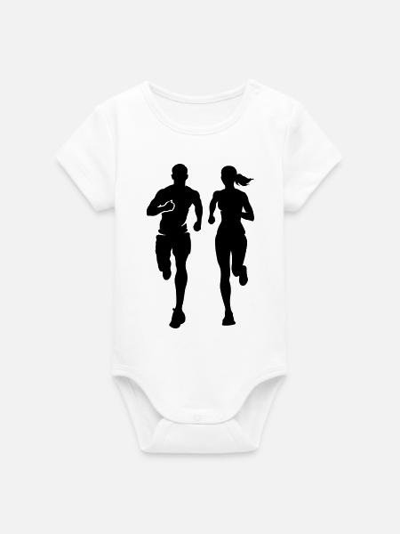 Marathonläufer Team Silhouette Marathon - Organic Kurzarm-Babybody von Stanley/Stella - Weiß