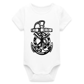 Anker, Maritimes, Rettungsring - Organic Kurzarm-Babybody von Stanley/Stella - Weiß - Vorne