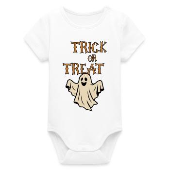 Trick or Treat Ghosts Halloween Retro - Organic Short Sleeve Baby Bodysuit by Stanley/Stella - white - Front