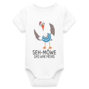SEH-MÖWE Das war meins – Lustige Möwe Cartoon - Organic Kurzarm-Babybody von Stanley/Stella - Weiß - Vorne