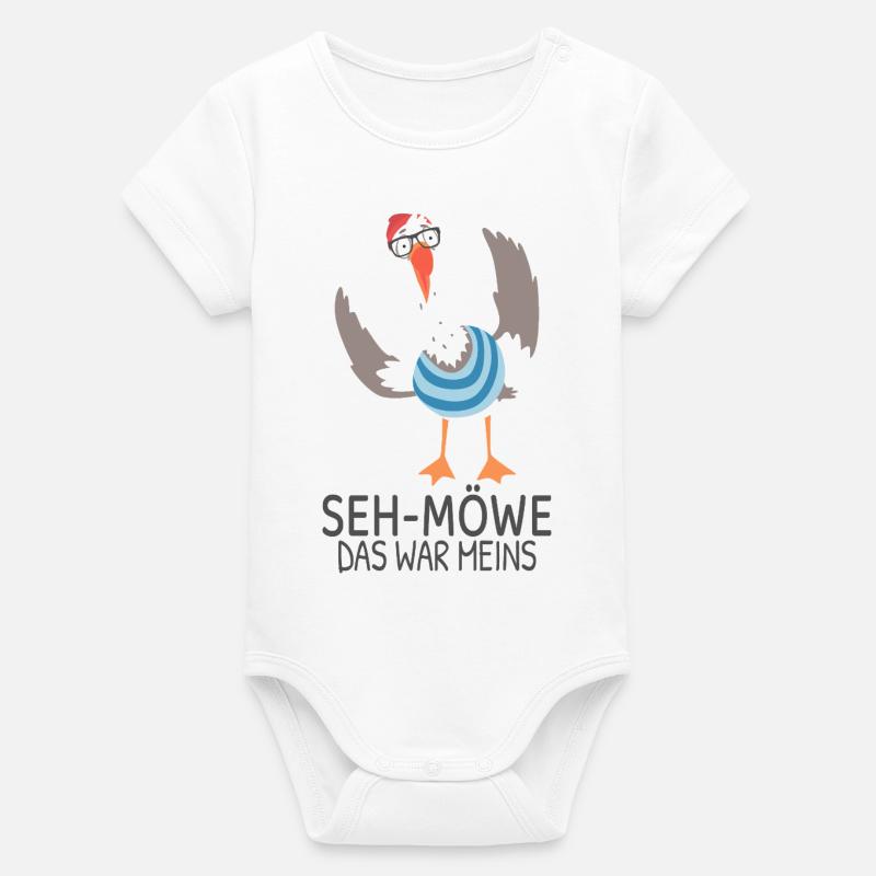 SEH-MÖWE C’était à moi – Dessin animé drôle de mouette - Body bébé manches courtes bio Stanley/Stella - blanc