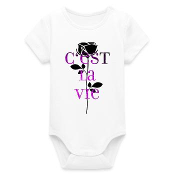 C'est La Vie mood vibe - Organic Short Sleeve Baby Bodysuit by Stanley/Stella - white - Front