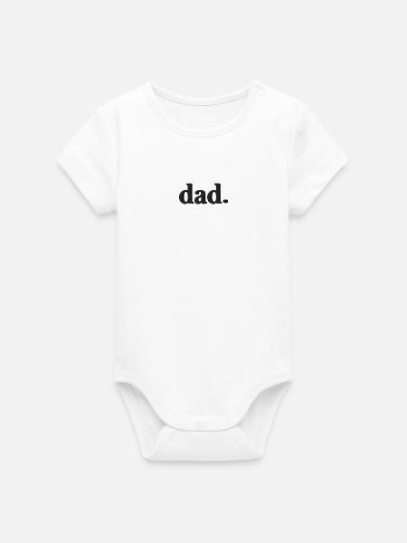 Dad Schriftzug schwarz bestickt - Organic Kurzarm-Babybody von Stanley/Stella - Weiß